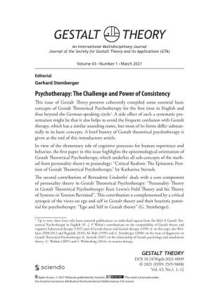 GESTALT THEORY an International Multidisciplinary Journal Journal of the Society for Gestalt Theory and Its Applications (GTA)