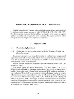 INORGANIC and ORGANIC LEAD COMPOUNDS 1. Exposure Data