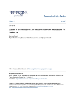 Justice in the Philippines: a Checkered Past with Implications for the Future