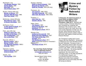 Crime and Mystery Fiction by Nebraska Writers