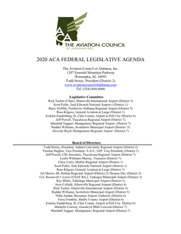Federal Legislative Agenda