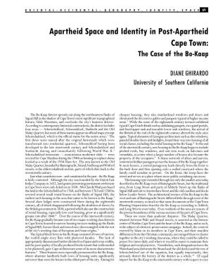Apartheid Space and Identity in Post-Apartheid Cape Town: the Case of the Bo-Kaap