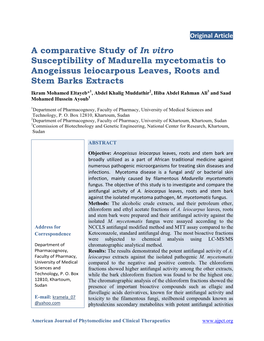 A Comparative Study of in Vitro Susceptibility of Madurella