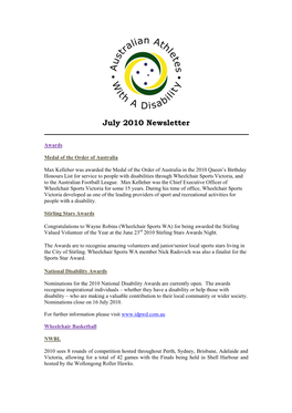 July 2010 Newsletter
