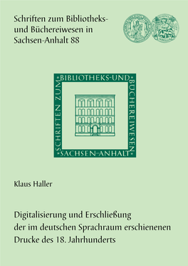 Schriften Zum Bibliotheks- Und Büchereiwesen in Sachsen-Anhalt 88