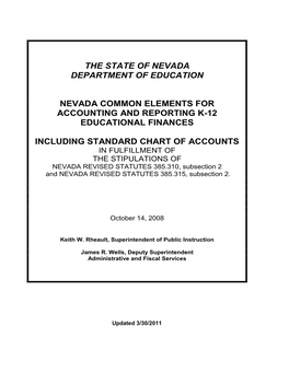 Nevada Department of Education: Chart of Accounts