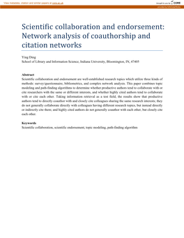 Scientific Collaboration and Endorsement: Network Analysis of Coauthorship and Citation Networks