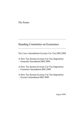 (Luxury Car Tax) Bill 2008 and Related Bills