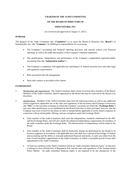 Charter of the Audit Committee of the Board Of