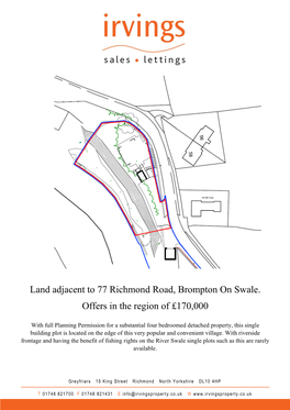 Land Adjacent to 77 Richmond Road, Brompton on Swale. Offers in The