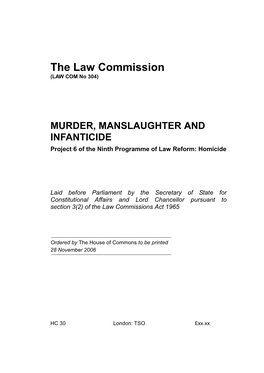 Murder, Manslaughter and Infanticide Report