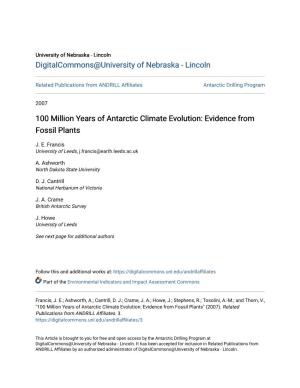100 Million Years of Antarctic Climate Evolution: Evidence from Fossil Plants