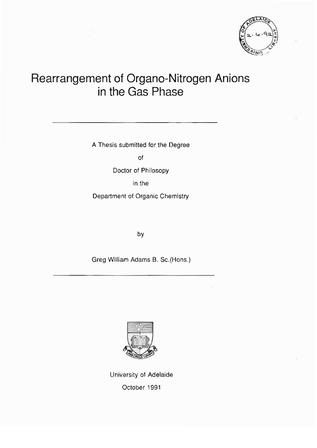 Rearrangement of Organo-Nitrogen Anions in the Gas Phase
