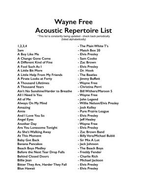 Acoustic Songlist