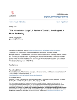 The Historian As Judge", a Review of Daniel J