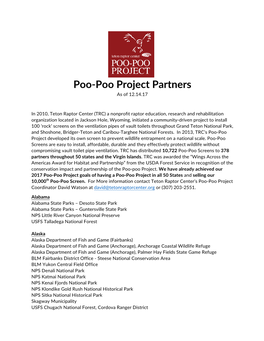 Poo-Poo Project Partners As of 12.14.17