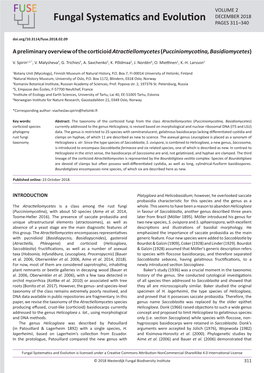 A Preliminary Overview of the Corticioid &lt;I&gt; Atractiellomycetes&lt;/I&gt; (&lt;I