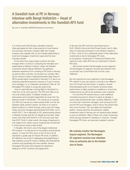 Inteview with Bengt Hellström – Head of Alternative Investments in the Swedish AP3 Fund