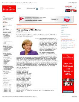 Germany's Inscrutable Chancellor the Mystery of Mrs Merkel