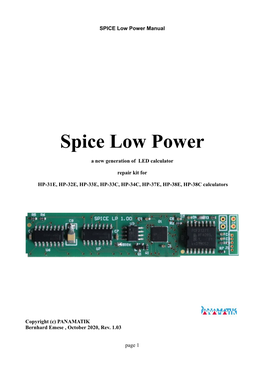 SPICE Low Power Manual