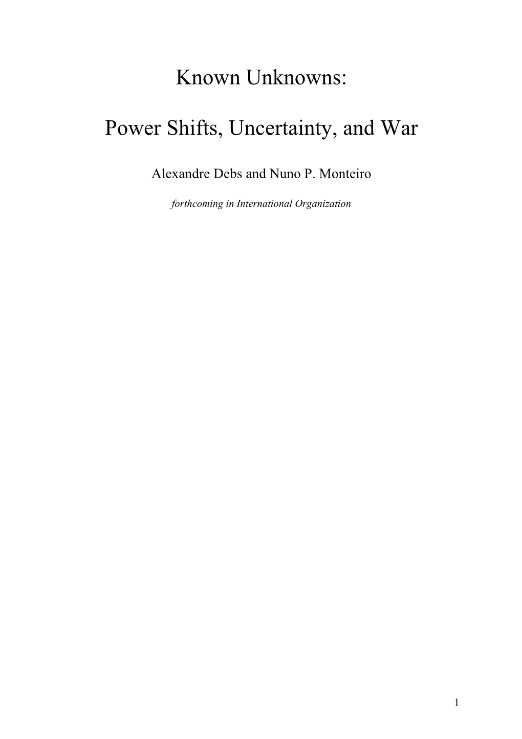 Known Unknowns: Power Shifts, Uncertainty, and War