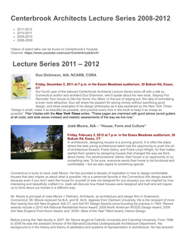 Centerbrook Architects Lecture Series 2008-2012