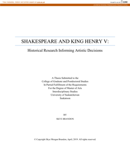 Shakespeare and King Henry V