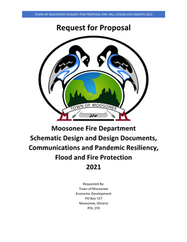 Town of Moosonee Request for Proposal Fire Hall Design Documents 2021