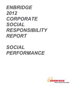 Enbridge 2012 Corporate Social Responsibility Report Social