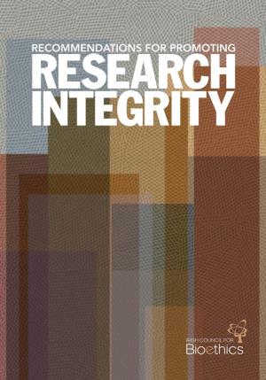 Recommendations for Promoting Research Integrity Published By