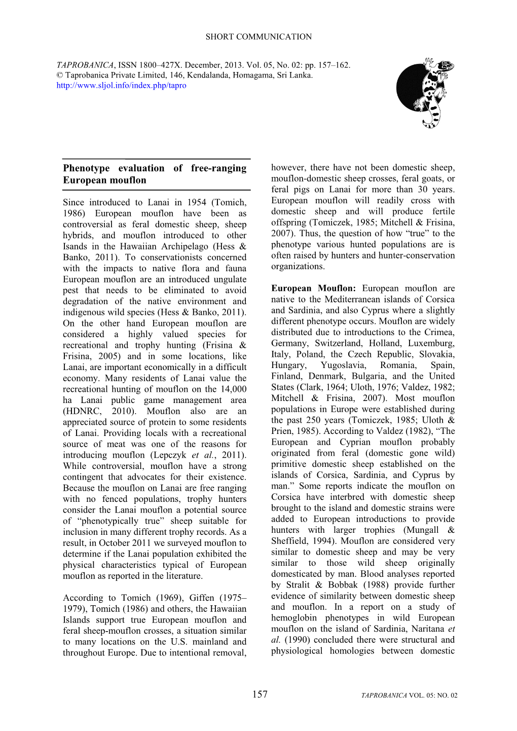 157 Phenotype Evaluation of Free-Ranging European Mouflon