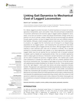 Linking Gait Dynamics to Mechanical Cost of Legged Locomotion