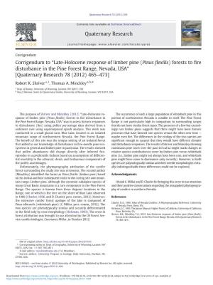 Quaternary Research 79 (2013) 309