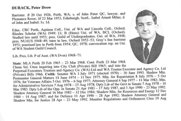 Durack, Peter Drew, Biographical Collection.Pdf