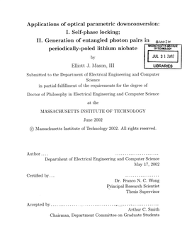 Periodically-Poled Lithium Niobate Oftechnology by JUL 3 1 2002 Elliott J