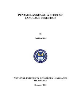Punjabi Language: a Study of Language Desertion