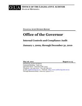 Office of the Governor Internal Controls and Compliance Audit