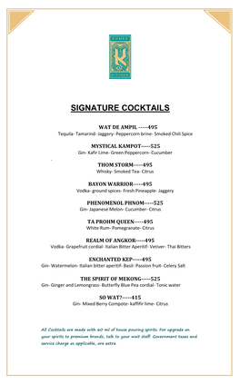 Updated Menu For