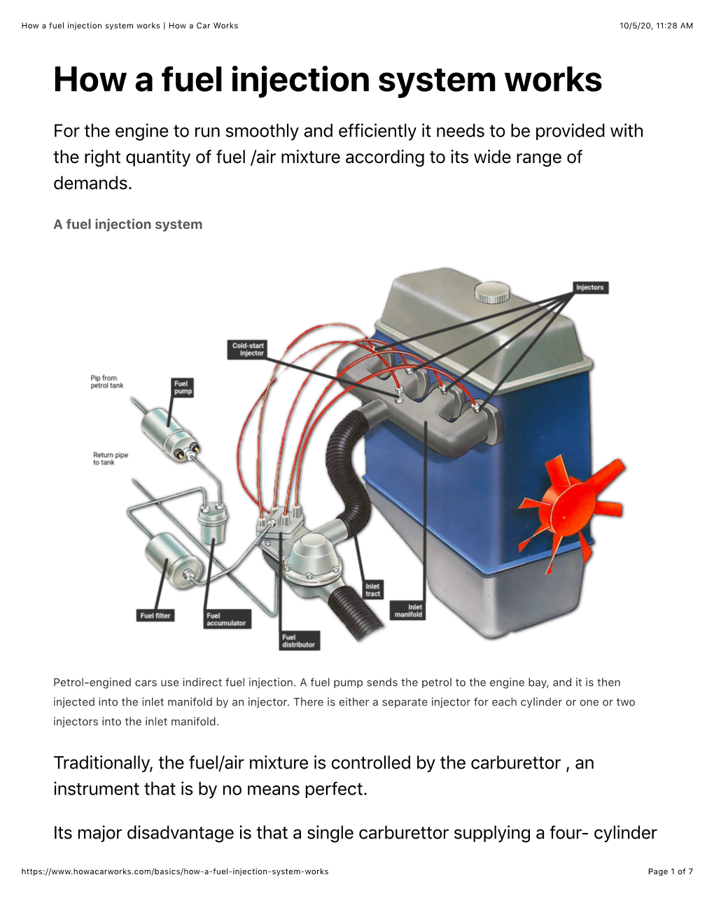 How a Fuel Injection System Works | How a Car Works 10/5/20, 11�28 AM How a Fuel Injection System Works