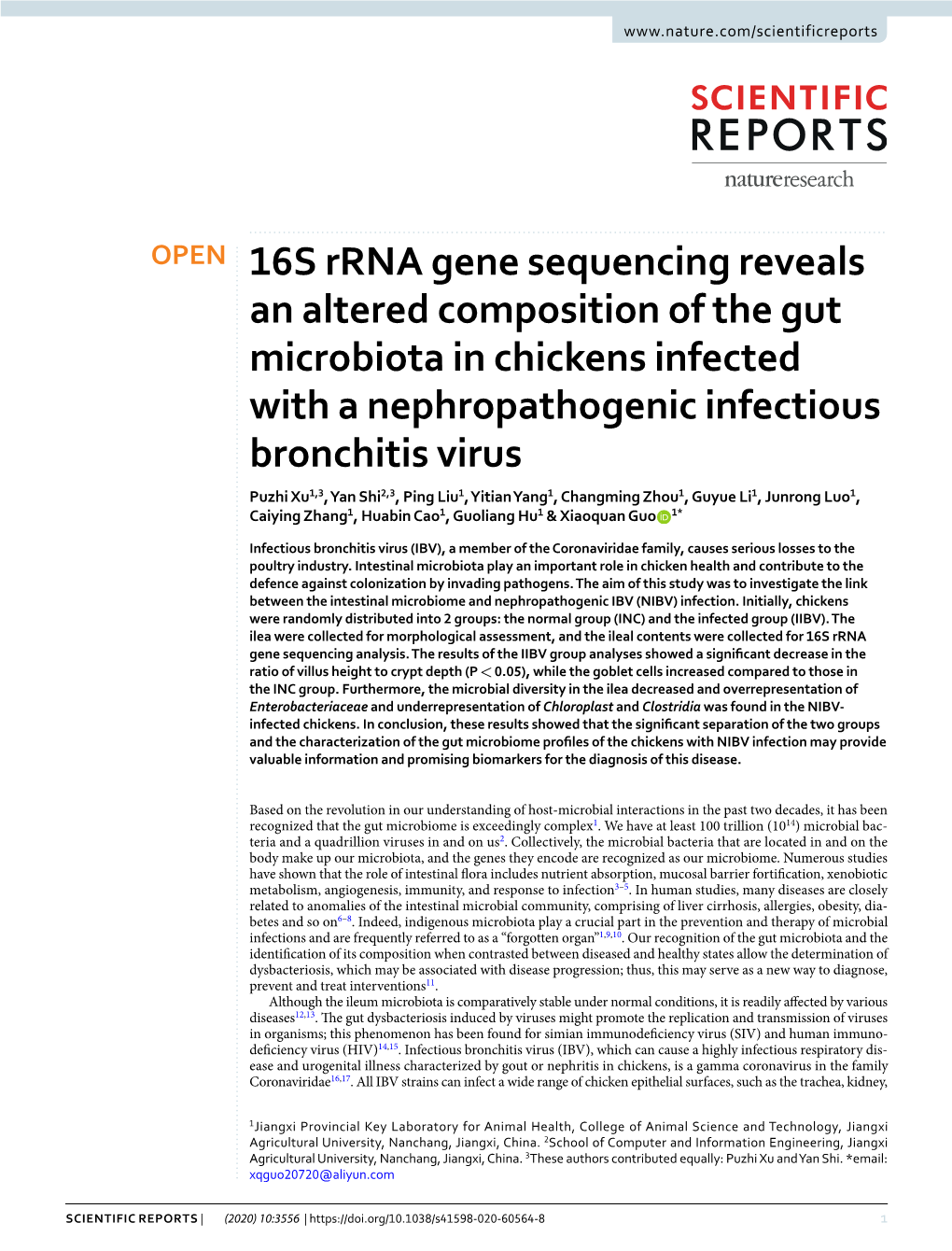 16S Rrna Gene Sequencing Reveals an Altered Composition of the Gut