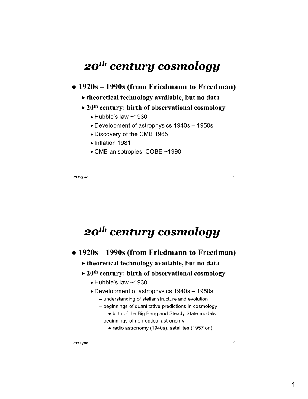 20Th Century Cosmology