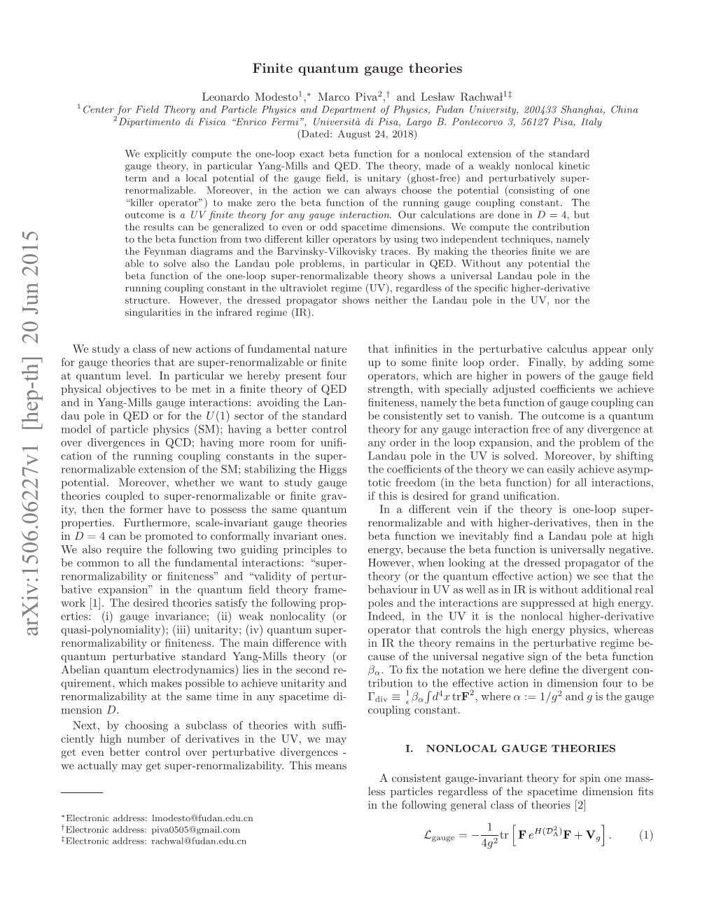 Finite Quantum Gauge Theories