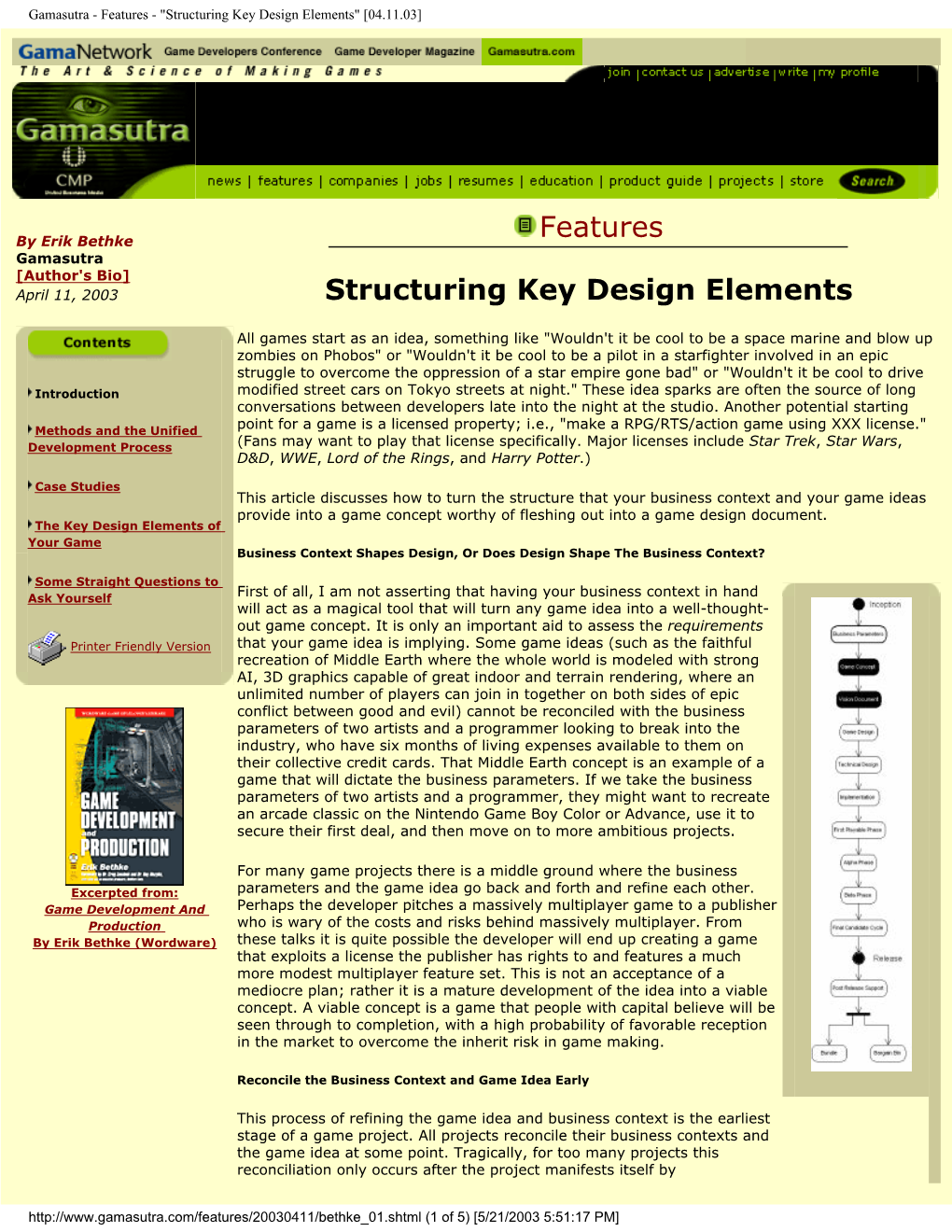 Gamasutra - Features - "Structuring Key Design Elements" [04.11.03]