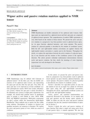 Wigner Active and Passive Rotation Matrices Applied to NMR Tensor
