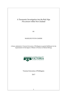 A Taxonomic Investigation Into the Red Alga Plocamium Within New Zealand