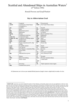 Scuttled and Abandoned Ships in Australian Waters1 (2Nd Edition 1998)
