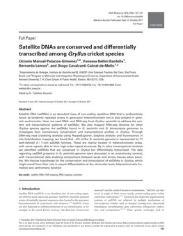 Satellite Dnas Are Conserved and Differentially