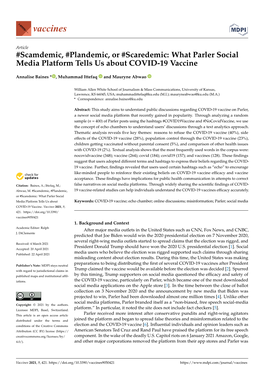 Scamdemic, #Plandemic, Or #Scaredemic: What Parler Social Media Platform Tells Us About COVID-19 Vaccine
