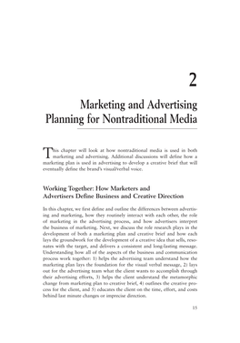 Marketing and Advertising Planning for Nontraditional Media