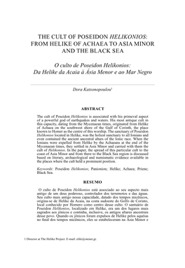 The Cult of Poseidon Helikonios: from Helike of Achaea to Asia Minor and the Black Sea